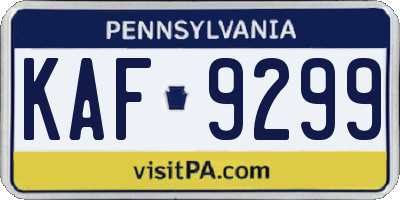 PA license plate KAF9299