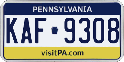 PA license plate KAF9308