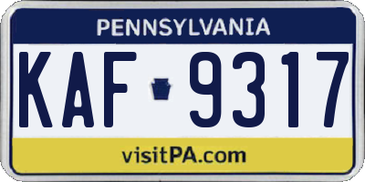 PA license plate KAF9317