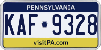 PA license plate KAF9328