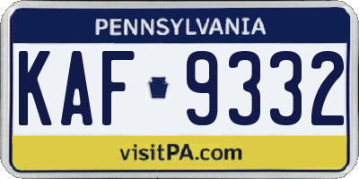 PA license plate KAF9332