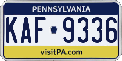 PA license plate KAF9336