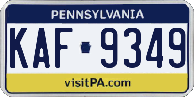 PA license plate KAF9349