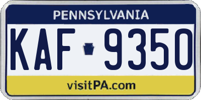 PA license plate KAF9350