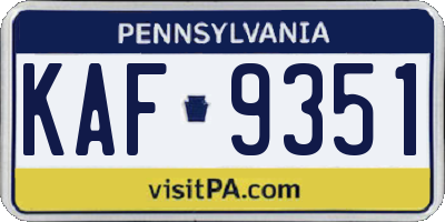 PA license plate KAF9351