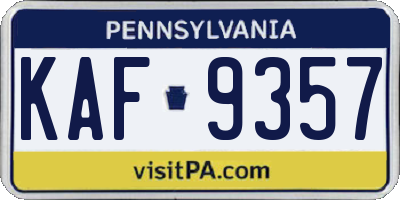 PA license plate KAF9357