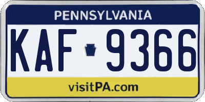 PA license plate KAF9366