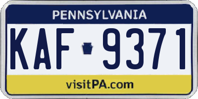 PA license plate KAF9371