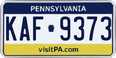 PA license plate KAF9373
