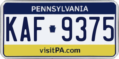 PA license plate KAF9375