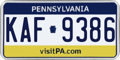 PA license plate KAF9386
