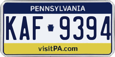 PA license plate KAF9394