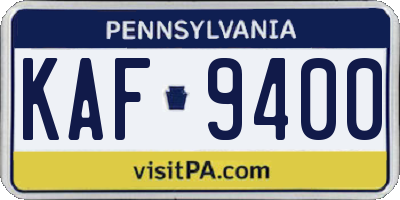 PA license plate KAF9400