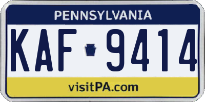 PA license plate KAF9414
