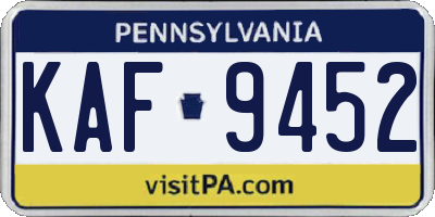 PA license plate KAF9452