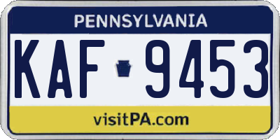 PA license plate KAF9453
