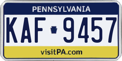 PA license plate KAF9457