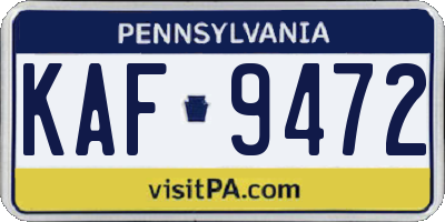PA license plate KAF9472