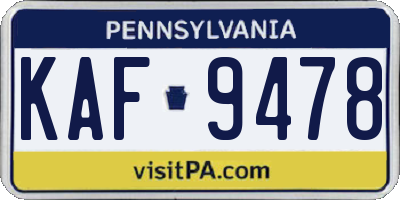 PA license plate KAF9478