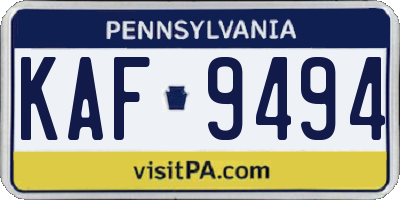 PA license plate KAF9494