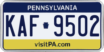 PA license plate KAF9502