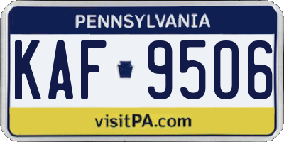 PA license plate KAF9506