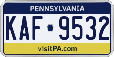 PA license plate KAF9532