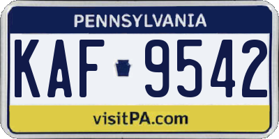 PA license plate KAF9542