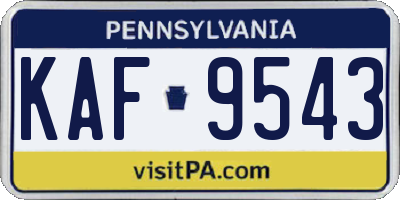 PA license plate KAF9543