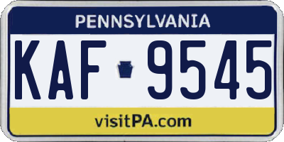 PA license plate KAF9545