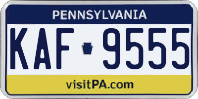 PA license plate KAF9555