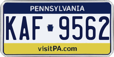 PA license plate KAF9562