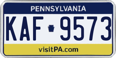 PA license plate KAF9573