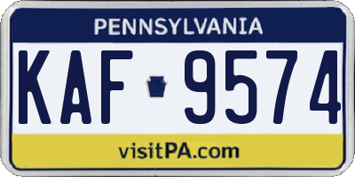 PA license plate KAF9574