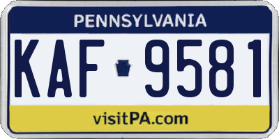 PA license plate KAF9581