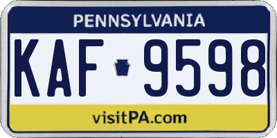 PA license plate KAF9598
