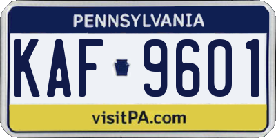 PA license plate KAF9601