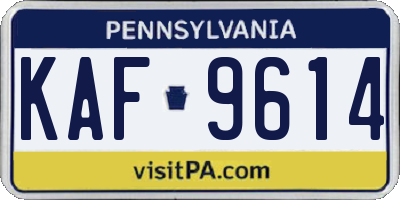 PA license plate KAF9614