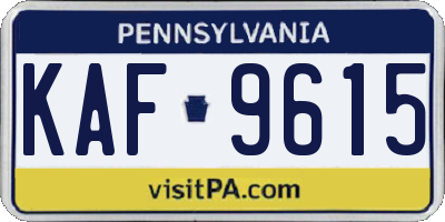 PA license plate KAF9615