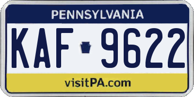 PA license plate KAF9622