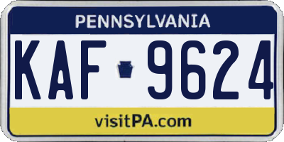 PA license plate KAF9624
