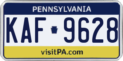 PA license plate KAF9628