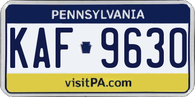 PA license plate KAF9630