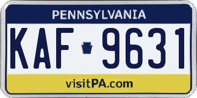 PA license plate KAF9631