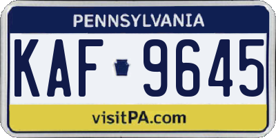 PA license plate KAF9645