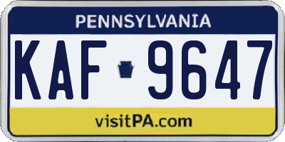 PA license plate KAF9647