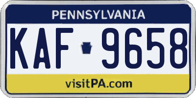 PA license plate KAF9658
