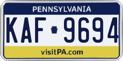 PA license plate KAF9694