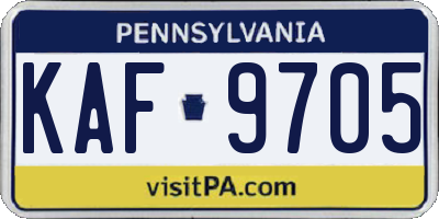 PA license plate KAF9705
