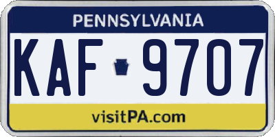 PA license plate KAF9707